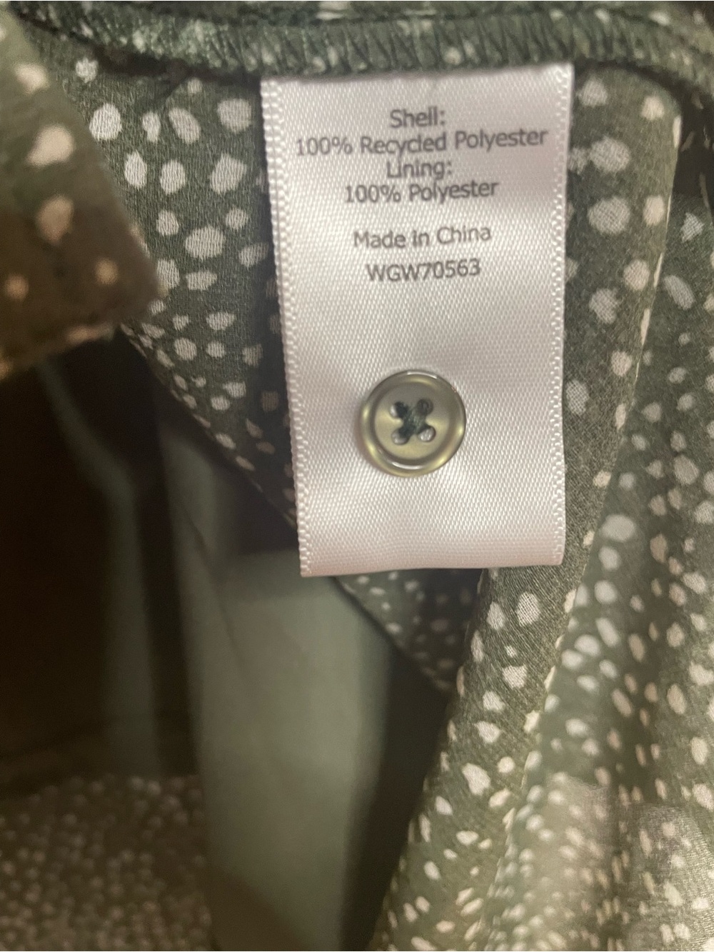 41 Hawthorn Olive Green chiffon Midi Dress with White Dot Print Size Large new - Picture 9 of 9